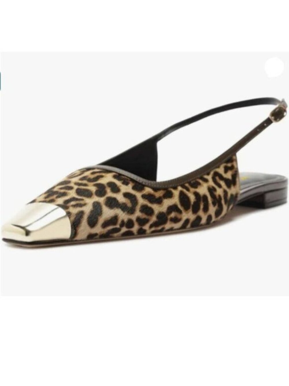 Women Slingback Metallic Cap Toe Pumps Adjustable Strap Buckle Leopard Shoes